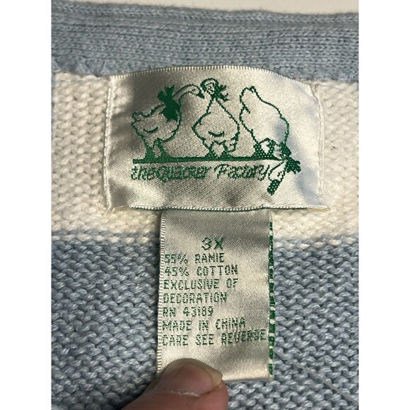 Quacker Factory Embroidered Frogs Button Down Short Sleeve Sweater 3X~ NWT - Picture 6 of 16